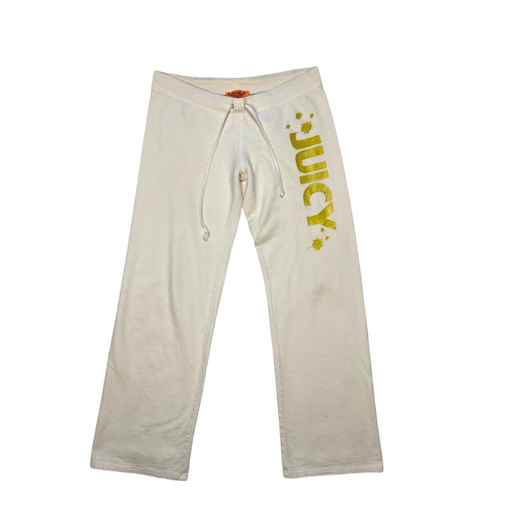 Y2K Juicy Couture Cream Graphic Drawstring Sweatpants